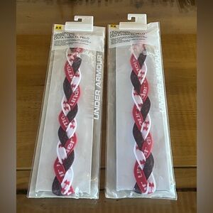 Under Armour Red, White and Black Braided Headbands for Women Set of 2